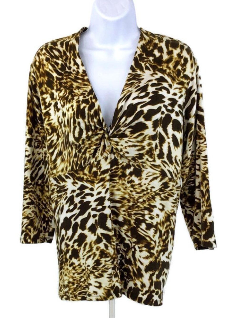 Jones New York Signature Leopard Print Plus Size Women's Blouse Size 2X
